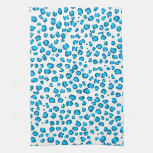 Modern Blue Leopard Pattern Animal Print Theedoek