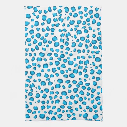 Modern Blue Leopard Pattern Animal Print Theedoek (Verticaal)