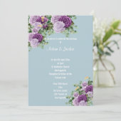 Modern Blue Lila Paars floral ELEGANT WEDDING Kaart (Staand voorkant)
