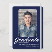 Modern Blue Line Foto Afstuderen Aankondiging (Voorkant)