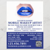 Modern Blue Lips, Makeup Artist Advertising Flyer (Voorkant)