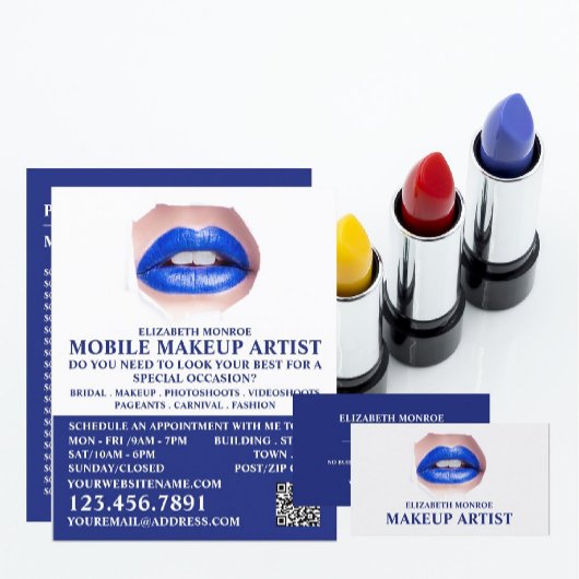Modern Blue Lips, Makeup Artist Advertising Flyer