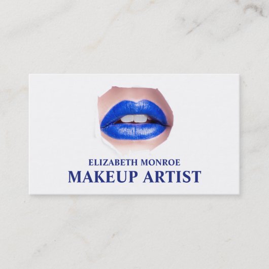 Modern Blue Lips, Makeup Artist Visitekaartje (Voorkant)
