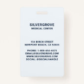 Modern Blue Logo Clinic Hospital Foto Verpleegkund Badge (Achterkant)