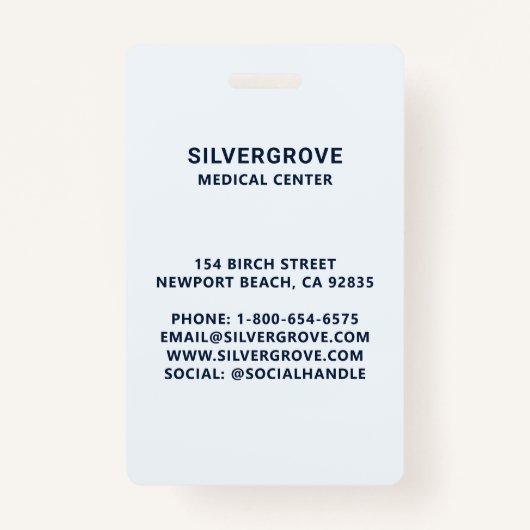 Modern Blue Logo Clinic Hospital Foto Verpleegkund Badge (Achterkant)