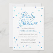 Modern Blue Love Hearts Paren Baby Boy Shower Kaart (Voorkant)