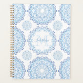 Modern Blue Mandala Monogrammed Chic Planner (Voorkant)