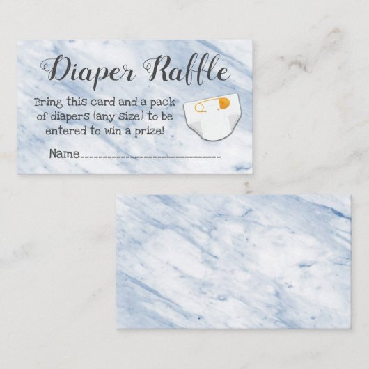 Modern Blue Marble Baby shower Diaper Raffle Kaart (Voorkant / Achterkant)