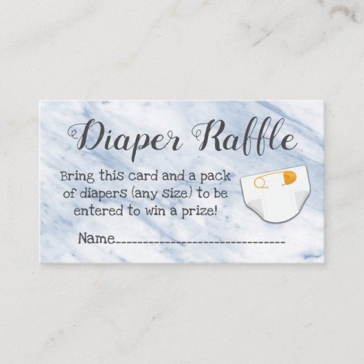 Modern Blue Marble Baby shower Diaper Raffle Kaart (Voorkant)