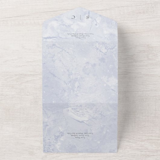 Modern Blue Marble Minimal Monogram Dinner All In One Uitnodiging (Buitenkant)