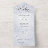 Modern Blue Marble Minimal Monogram Dinner All In One Uitnodiging (Binnen)