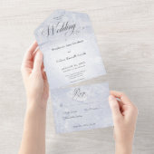 Modern Blue Marble Minimal No Dinner All In One Uitnodiging (Afscheurbaar)