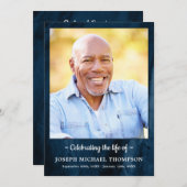 Modern Blue Marble Photo Order of Service Funeral Programmakaart (Voorkant / Achterkant)