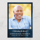 Modern Blue Marble Photo Order of Service Funeral Programmakaart (Voorkant)