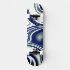 Modern blue Marble Texture Skate Deck