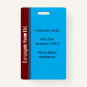 Modern Blue & Maroon Employee Professional ID Badge (Achterkant)