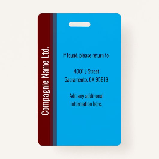 Modern Blue & Maroon Employee Professional ID Badge (Achterkant)