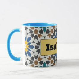 Modern Blue & Maroon Geometric Mug with Custom Mok