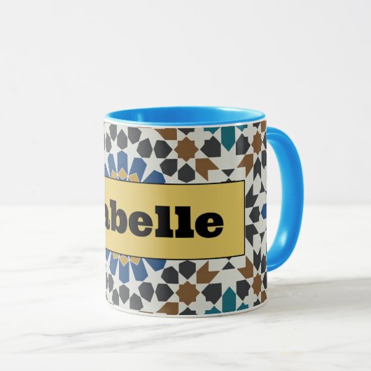 Modern Blue & Maroon Geometric Mug with Custom Mok (Voorkant rechts)