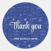 Modern Blue Math Graduation Thank You Ronde Sticker (Voorkant)