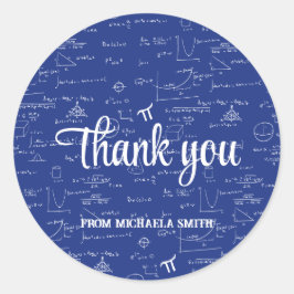 Modern Blue Math Graduation Thank You Ronde Sticker
