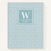 Modern Blue Medallion Monogram Kitchen Recipe Notitieboek (Voorkant)