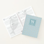 Modern Blue Medallion Monogram Kitchen Recipe Notitieboek (Binnen)