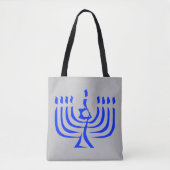 Modern Blue Menorah Tote Bag (Voorkant)