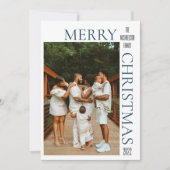 Modern Blue Merry-kerstfoto Feestdagenkaart (Voorkant)