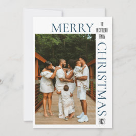 Modern Blue Merry-kerstfoto Feestdagenkaart