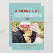 Modern Blue Merry Little kerstkaart (Voorkant / Achterkant)