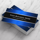 Modern Blue Metallic Black Stripe Professional Visitekaartje