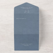 Modern Blue Minimal Monogram Dinner All In One Uitnodiging (Buitenkant)