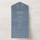 Modern Blue Minimal Monogram Dinner All In One Uitnodiging (Binnen)