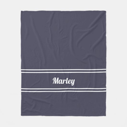 Modern Blue Minimal Name Monogram Script Sjabloon Fleece Deken (Voorkant)