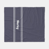 Modern Blue Minimal Name Monogram Script Sjabloon Fleece Deken (Voorkant (Horizontaal))