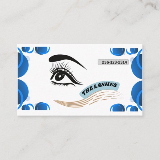 Modern Blue Minimalist Eye Illustration Lash Visitekaartje (Voorkant)