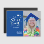Modern Blue Minimalist Photo Afstuderen Hartelijk (Voorkant / Achterkant)