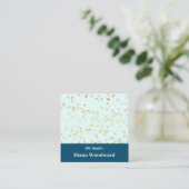 Modern Blue Mint Gold Sparkles Visitekaartje (Staand voorkant)