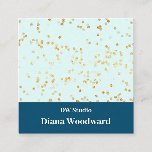 Modern Blue Mint Gold Sparkles Visitekaartje (Voorkant)