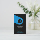 Modern Blue Monogram Magicien Visitekaartje (Staand voorkant)