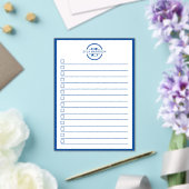 Modern Blue Monogram Name To Do List Acryl Uitnodigingen (Insitu (Huwelijk))