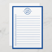 Modern Blue Monogram Name To Do List Kaart (Voorkant / Achterkant)