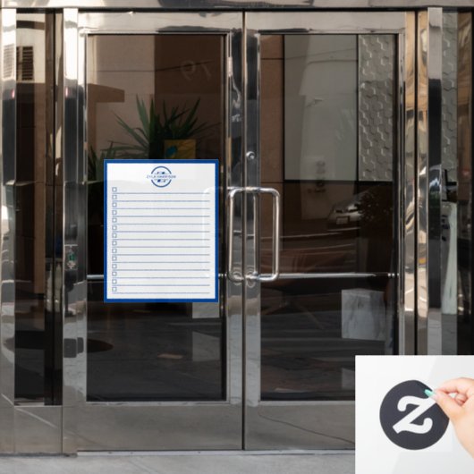 Modern Blue Monogram Name To Do List Raamsticker (Kantoordeur)