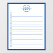 Modern Blue Monogram Name To Do List Raamsticker (Vel)