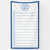 Modern Blue Monogram Name To Do List Spandoek (Verticaal)