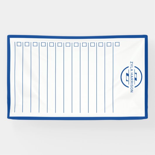 Modern Blue Monogram Name To Do List Spandoek (Horizontaal)