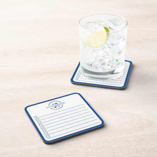 Modern Blue Monogram Name To Do List Whiteboard Bier Onderzetter (Rechterzijde)