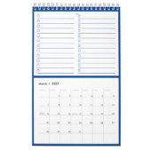 Modern Blue Monogram Name To Do Lists 11” x 7" Kalender (Mar 2027)