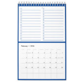 Modern Blue Monogram Name To Do Lists 11” x 7" Kalender (Feb 2026)